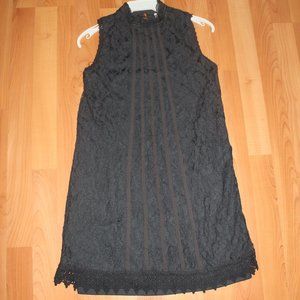 XHILARATION Sz XS Lace Dress Black Mock Neck Mini